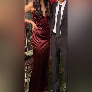 Windsor burgundy satin dress
